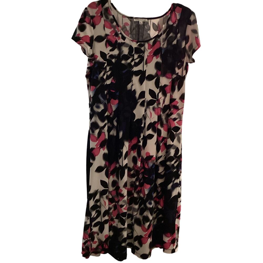 Pre-owned fWomen's Petite Printed Cap Sleeve Slit Neck Dress